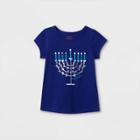 Toddler Girls' Adaptive Hanukkah Menorah Short Sleeve Graphic T-shirt - Cat & Jack Blue