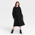 Women's Long Sleeve Sweatshirt Dress - Prologue Black