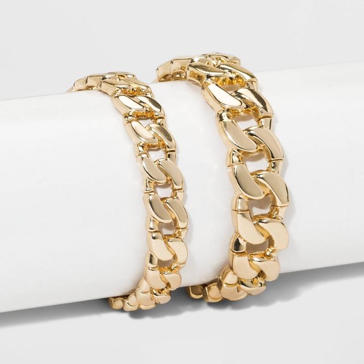 Thick Chain Bracelet Set 2ct - Wild Fable Gold