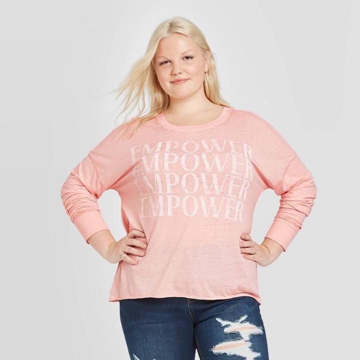 Doe. Women's Empower Plus Size Long Sleeve T-shirt - Doe (juniors') - Peach 1x, Women's, Size: