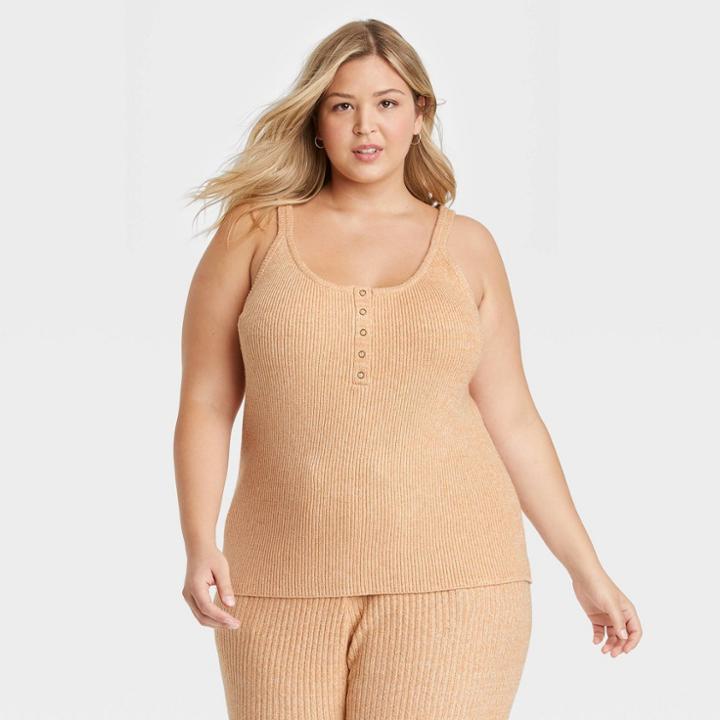 Women's Plus Size U-neck Sweater Tank - Universal Thread Yellow