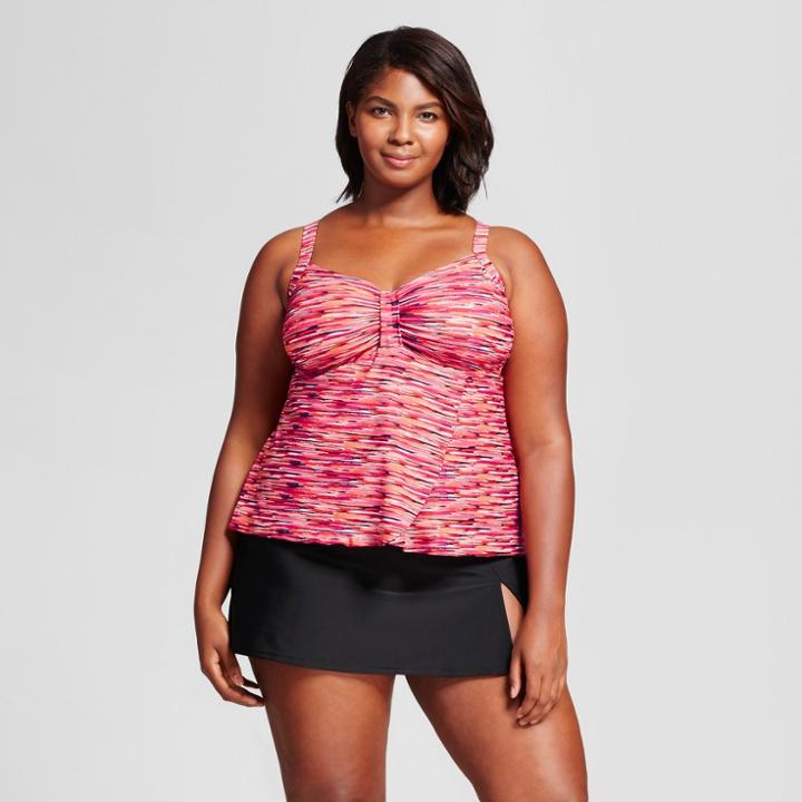 Women's Plus Size Overlap Tankini - Ava & Viv Pink