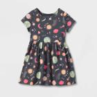 Toddler Girls' Printed Short Sleeve Dress - Cat & Jack Dark Gray