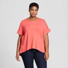 Women's Plus Size Mixed Media Short Sleeve T-shirt - Ava & Viv Orange X