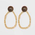 Post With Organic Gold Drop Earrings - A New Day Brown