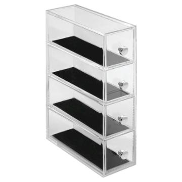 Idesign Interdesign 4 Drawer Flip Polystyrene Jewelry Box - Clear/black, Adult Unisex, Clear Black