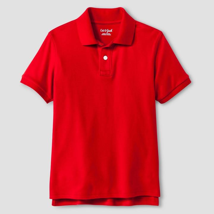 Boys' Interlock Uniform Polo Shirt - Cat & Jack Red