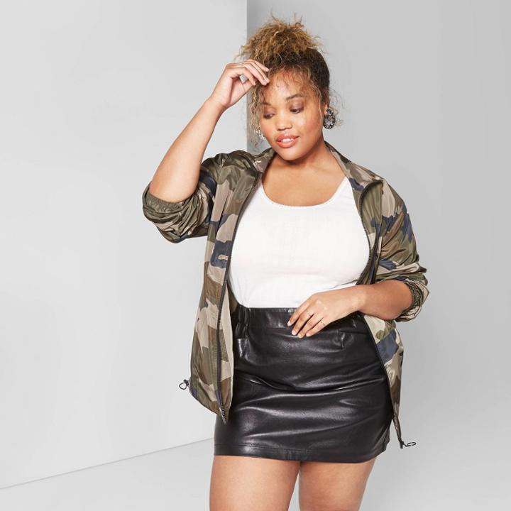 Women's Plus Size Faux Leather Mini Skirt - Wild Fable Black