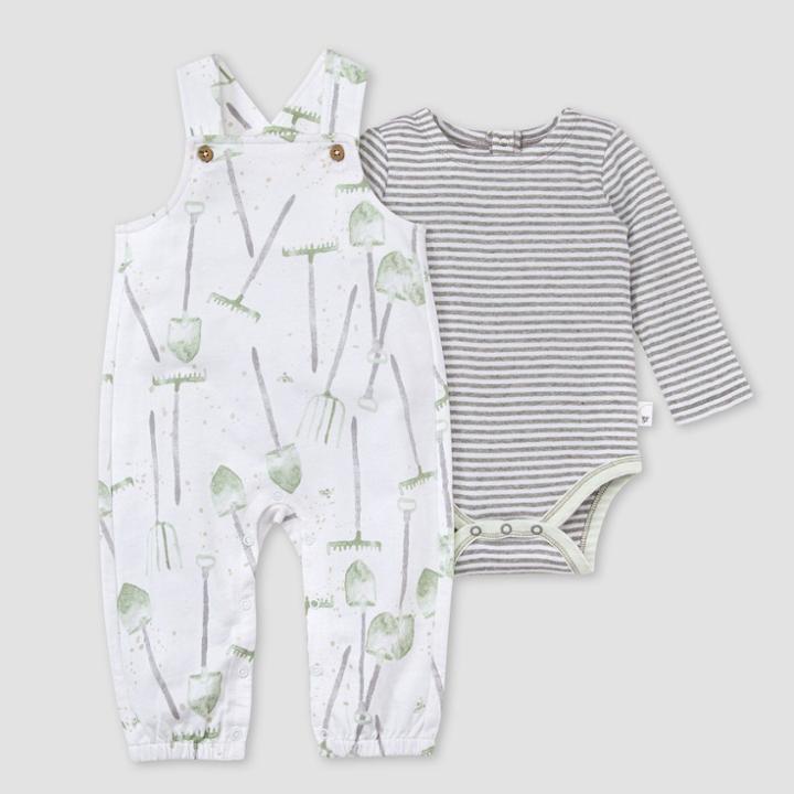 Burt's Bees Baby Neutral French Terry 'farmer's Helper' Jumpsuit Set - White