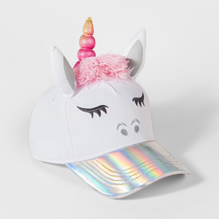 Girls' Emoji Unicorn Baseball Cap - White