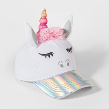 Girls' Emoji Unicorn Baseball Cap - White