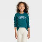 Girls' Crewneck Fleece Pullover Sweatshirt - Cat & Jack Dark Green