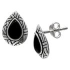 Target Women's Oxidized Black Teardrop Stud Earrings In Sterling Silver - Silver/black