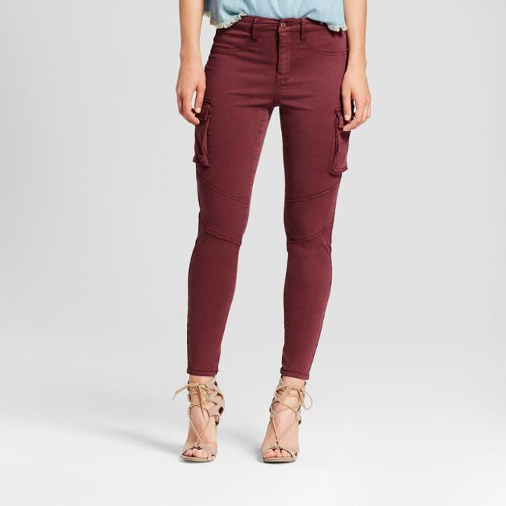 Women's Jeans Utility Jeggings Cargo Pocket - Mossimo Wine