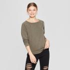 Women's Long Sleeve Crew Neck T-shirt - Universal Thread Olive (green)
