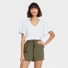 Women's Flutter Short Sleeve Scoop Neck Linen T-shirt - A New Day