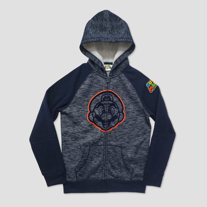 Nintendo Boys' Super Mario Hooded Fleece Jacket - Navy