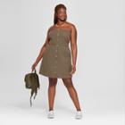 Women's Plus Size Tube Button Front Dress - Universal Thread Olive