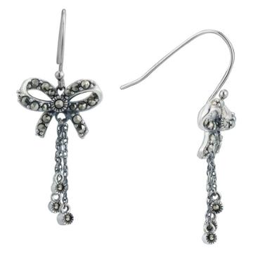 Prime Art & Jewel Oxidized Sterling Silver Marcasite Bow Earrings, Girl's