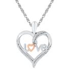 Distributed By Target 0.02 Ct. T.w. Round White Diamond Prong Set Heart Pendant In 10k Rosegold Over Sterling Silver, Women's