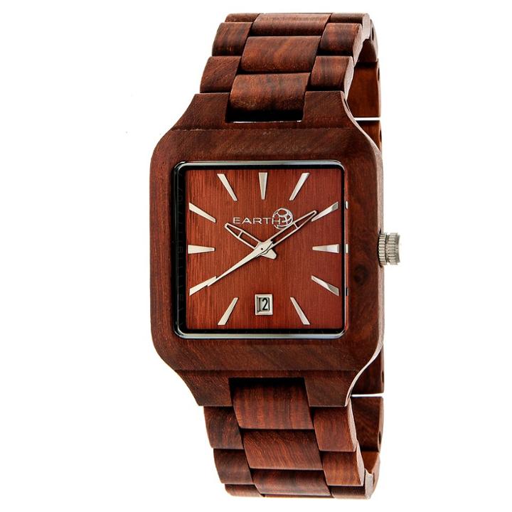 Earth Wood Goods Earth Wood Men's Arapaho Eco - Friendly Sustainable Wood Bracelet Watch - Red, Red Oak