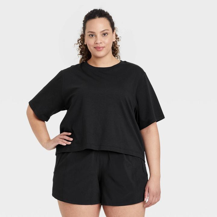 Women's Plus Size Supima Cotton Short Sleeve Top - All In Motion Black