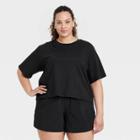 Women's Plus Size Supima Cotton Short Sleeve Top - All In Motion Black