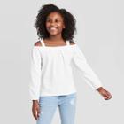 Girls' Cold Shoulder Knit Top - Art Class White S, Girl's,