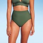 Women's Tummy Control Extra High Waist Medium Coverage Bikini Bottom - Kona Sol Olive Green