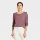 Women's Long Sleeve Rayon Span T-shirt - A New Day Brown