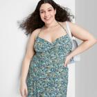 Women's Plus Size Sleeveless Woven Fit & Flare Dress - Wild Fable Blue Floral