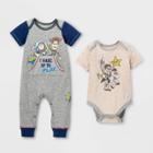 Disney Petitebaby Boys' 2pk Toy Story Short Sleeve Romper And Bodysuit - Gray Newborn, Boy's