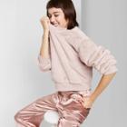 Women's Striped Long Sleeve Crewneck Faux Fur Sweatshirt - Wild Fable Mauve Xs, Women's,