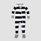 Burt's Bees Baby Toddler Rugby Stripe Organic Cotton Snug Fit Footed Pajama - Blue