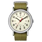 Timex Weekender Slip Thru Nylon Strap Watch - Green T2n651jt, Adult Unisex