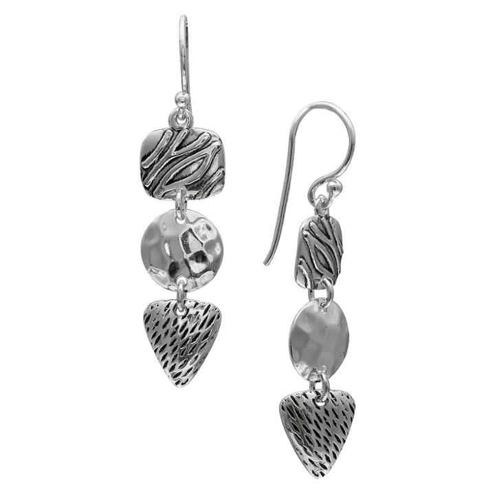 Distributed By Target Women's Oxidized And Polished Drop Earrings In Sterling Silver -