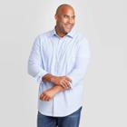 Men's Tall Striped Standard Fit Long Sleeve Poplin Button-down Shirt - Goodfellow & Co Blue