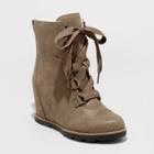 Women's Katherine Faux Leather Lace-up Wedge Boots - Universal Thread Gray