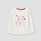 Toddler Girls' Animal Hug Long Sleeve Graphic T-shirt - Cat & Jack Cream