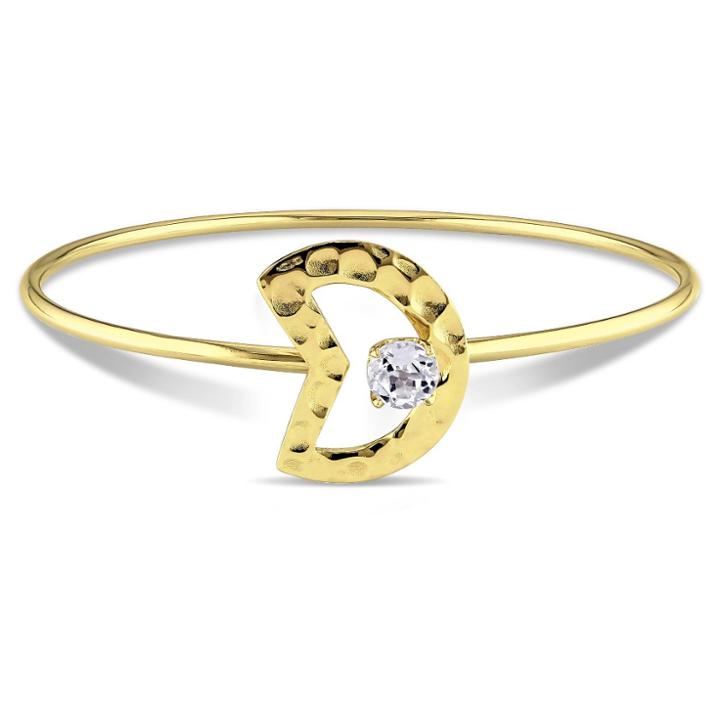 Distributed By Target 1 Ct. T.w. White Topaz Moon Bangle Bracelet In Yellow Plated Sterling Silver