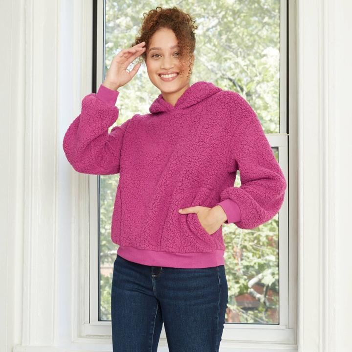Women's Sherpa Hooded Sweatshirt - Universal Thread Purple