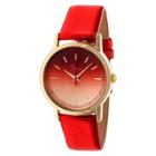 Women's Boum Ombre Color-fade Dial Metallic-finish Leather Strap Watch-red, Red