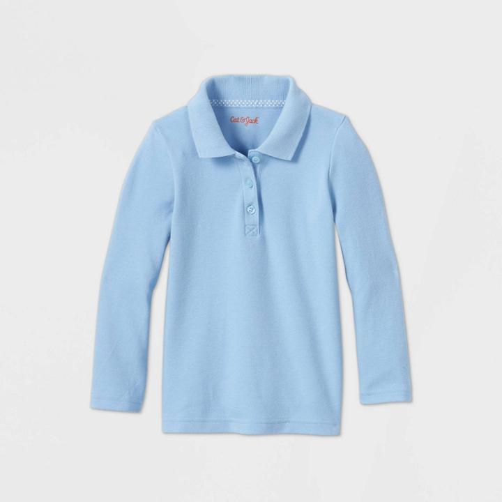 Toddler Girls' Long Sleeve Interlock Uniform Polo Shirt - Cat & Jack