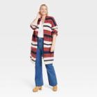 Women's Plus Size Open-front Cardigan - Knox Rose Navy Striped 1x, Blue