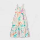 Girls' Tiered Tie-dye Woven Maxi Sleeveless Dress - Cat & Jack White