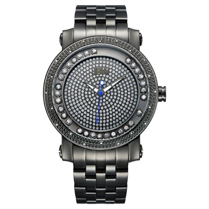 Men's Jbw J6338c Hendrix Japanese Movement Stainless Steel Real Diamond Watch - Black, Size: Large, Black