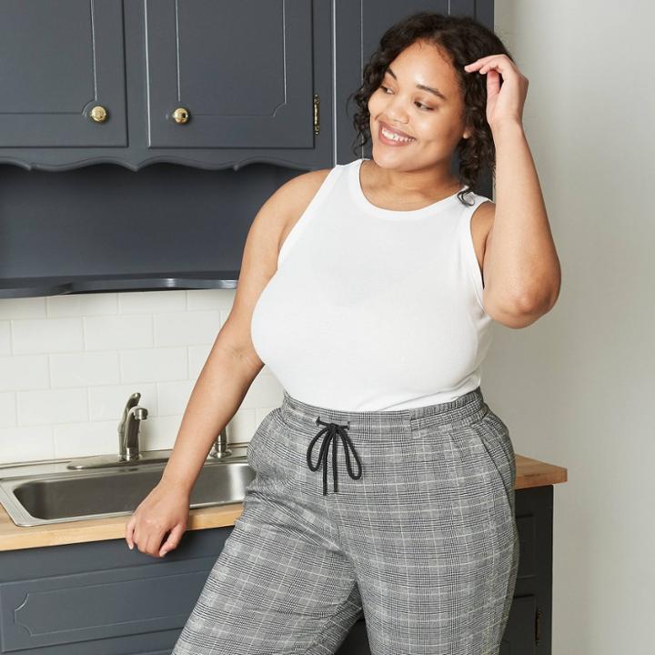 Women's Plus Size Rib Layer Tank Top - A New Day White