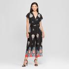 Women's Printed Ring Jumpsuit - Lux Ii - Black
