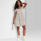 Women's Puff Short Sleeve Smocked Dress - Wild Fable Ivory Floral
