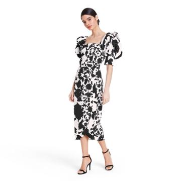 Floral Puff Sleeve Faux Wrap Dress - Christopher John Rogers For Target Black/white